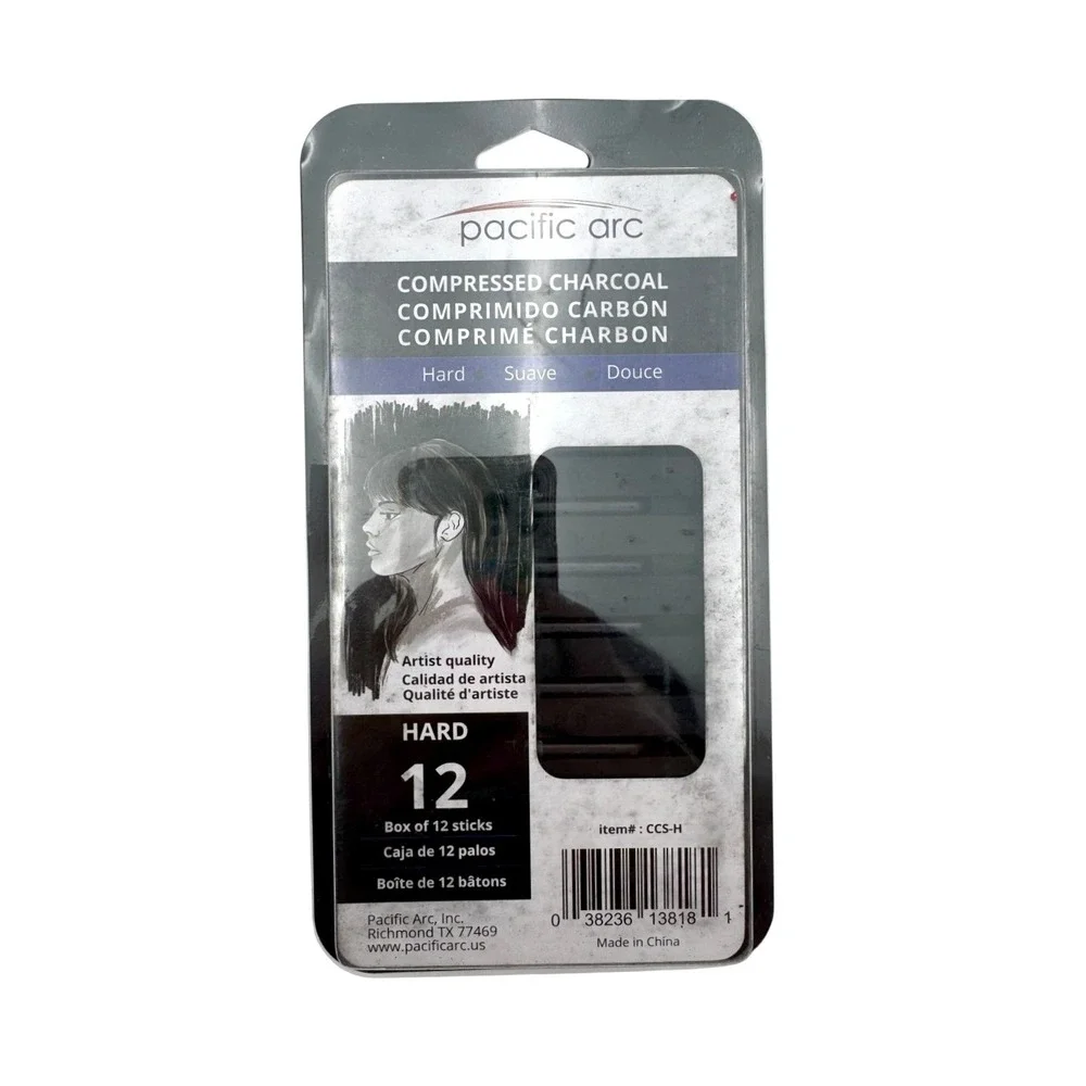 Pacific Arc CCS-H Compressed Charcoal Sticks Hard Grade 12 Sticks Artist Quality